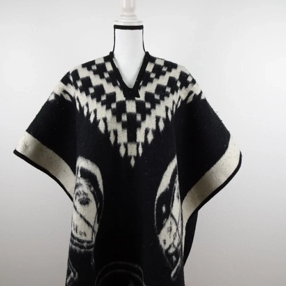 Vintage Western Poncho Equestrian Fringed Rare Wool? Handmade?